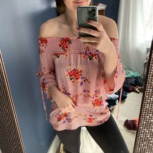 Off The Shoulder Floral Blouse